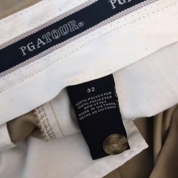 pga tour mens khaki golf performance shorts size 32 - Picture 7 of 7